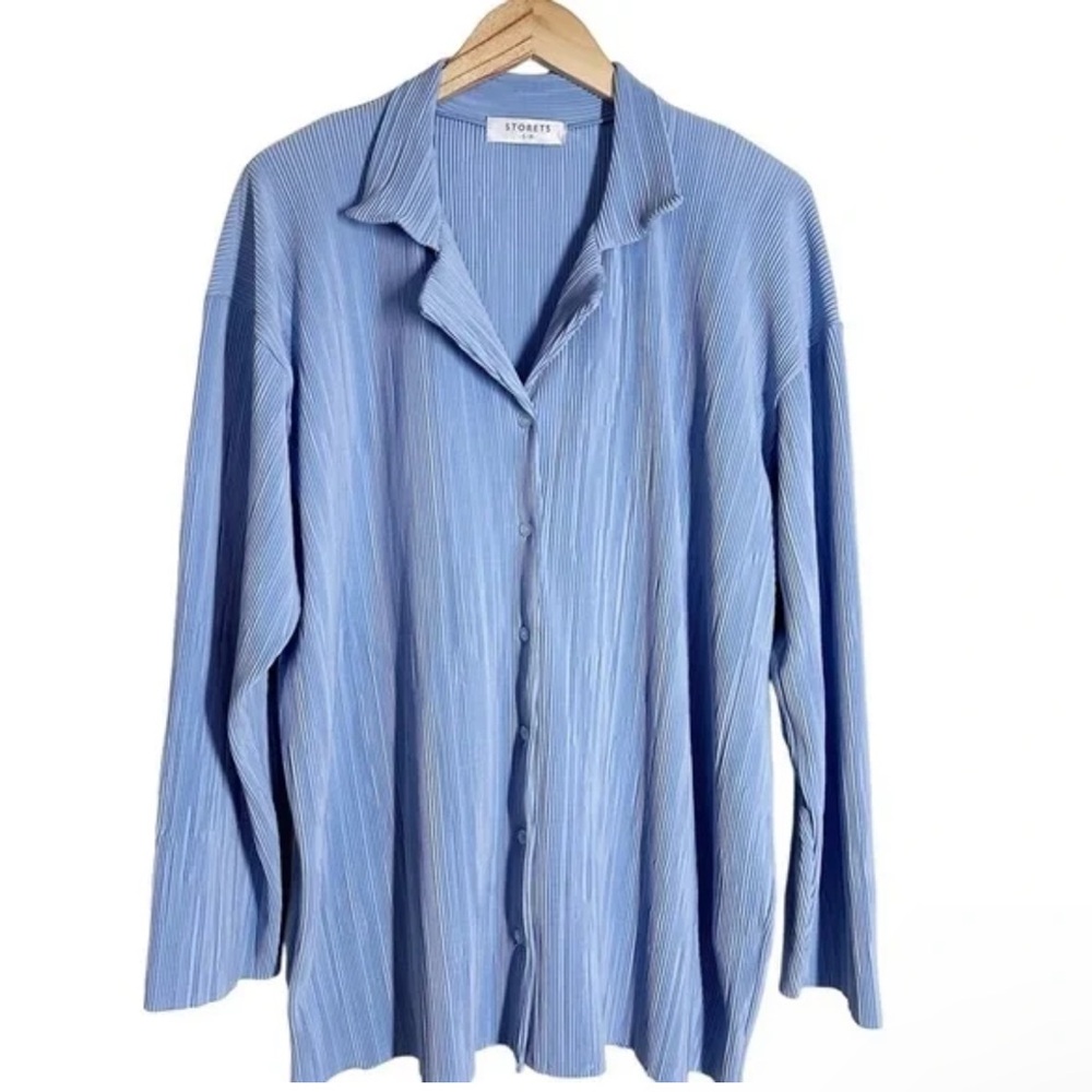 A15 Storets Maria Oversized‎ Plisse Shirt Sky Blue